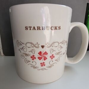 Starbucks White and Red Ceramic Mug